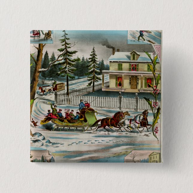 Winter Days 2 Inch Square Button (Front)