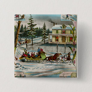 Winter Days 2 Inch Square Button
