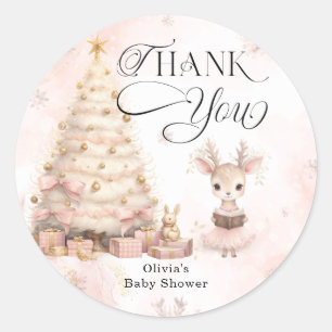 Winter Deer Baby its Cold Outside Baby Shower  Classic Round Sticker