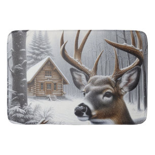 Winter deer/Buck art Bath Mat