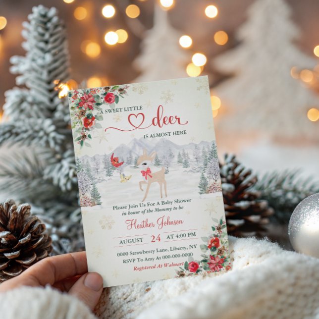 Winter Deer Christmas Snowflake Baby Shower  Invitation (Creator Uploaded)