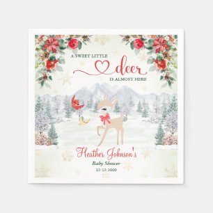 Winter Deer Christmas Snowflake Baby Shower  Napkin