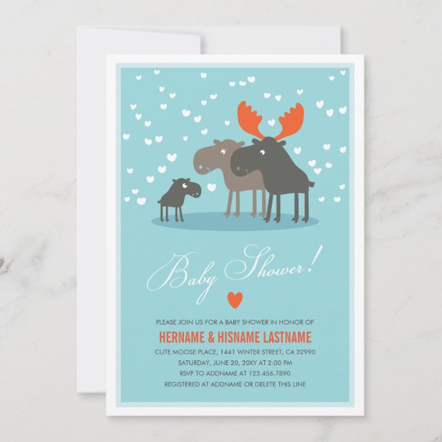 Winter Deer Family Couples Baby Shower Invitation (Front)