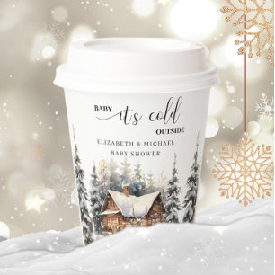 Winter Deer Forest Baby It's Cold Outside Paper Cups