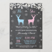 Winter Deer Gender Reveal Invitation