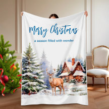 Winter Deer in Snowy Forest Christmas 