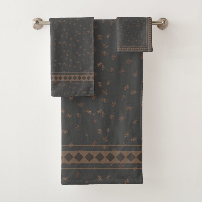Winter Deer & Pine Cones Bath Towel Set (Insitu)