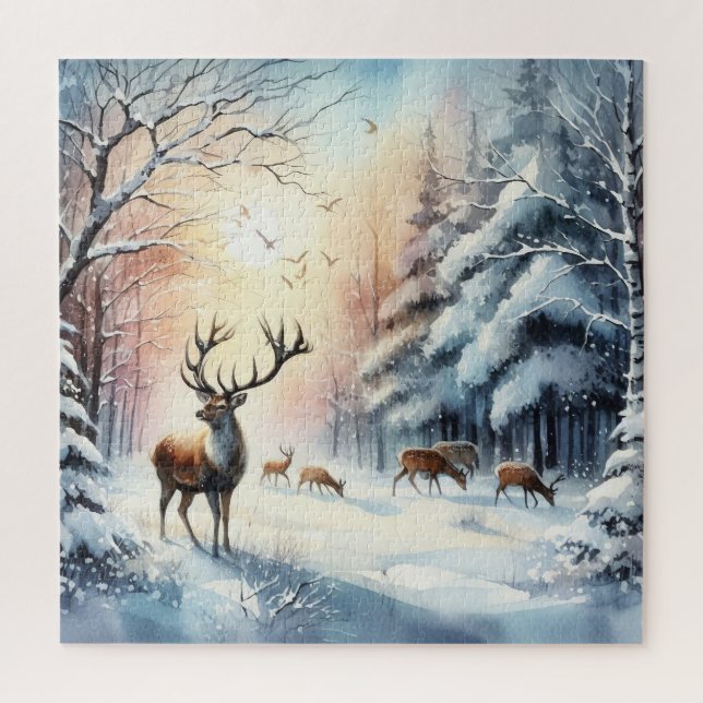 Winter Deer Puzzle (Vertical)