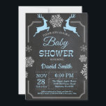 Winter Deer Snowflake Boy Baby Shower Invitation<br><div class="desc">Winter Deer Snowflake Boy Baby Shower Invitation. White and Blue Snowflake. Boy Baby Shower Invitation. Winter Holiday Baby Shower Invite. Chalkboard Background. Black and White. For further customization,  please click the "Customize it" button and use our design tool to modify this template.</div>