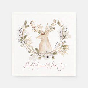 Winter Deer Wreath  Napkin