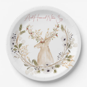 Winter Deer Wreath Paper Plate