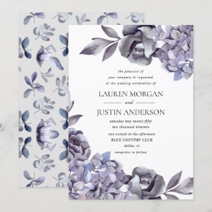 winter delicate hydrangea floral Wedding Invitation