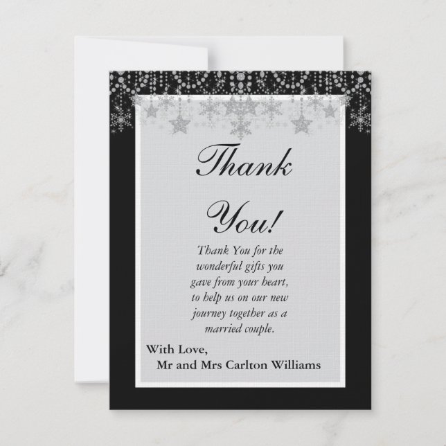 Winter Diamond Wedding Flat Thank You Card (Front)