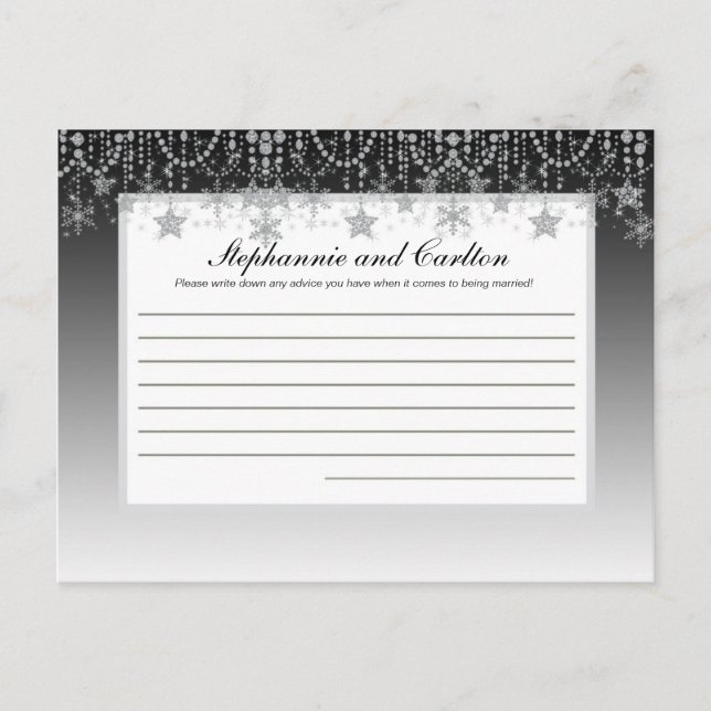 Winter Diamond Wedding Writable Advice Card (Front)