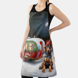 Winter Doberman Caravan Christmas Adventure Apron