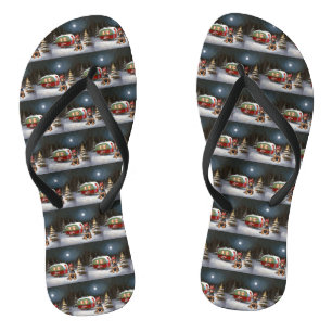 Winter Doberman Caravan Christmas Adventure  Flip Flops