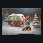 Winter Doberman Caravan Christmas Adventure  Kitchen Towel<br><div class="desc">Embrace the magic of a snowy winter night as a caravan glides gracefully through the moonlit landscape. The serene beauty of the glistening snow and the enchanting glow of the moon create a captivating scene,  promising an unforgettable Christmas adventure filled with warmth,  joy,  and cherished memories.</div>