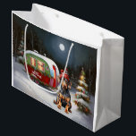 Winter Doberman Caravan Christmas Adventure  Large Gift Bag<br><div class="desc">Embrace the magic of a snowy winter night as a caravan glides gracefully through the moonlit landscape. The serene beauty of the glistening snow and the enchanting glow of the moon create a captivating scene,  promising an unforgettable Christmas adventure filled with warmth,  joy,  and cherished memories.</div>