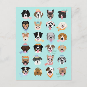 Winter Dog Faces Holiday Postcard