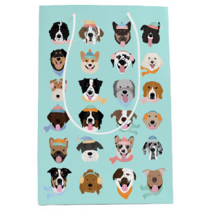 Winter Dog Faces Medium Gift Bag