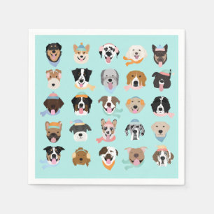 Winter Dog Faces Napkin