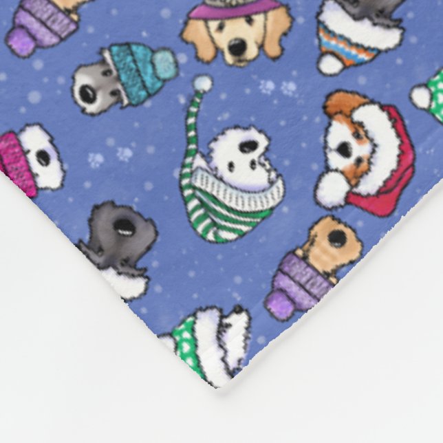 Winter Dog Fleece Blanket (Corner)