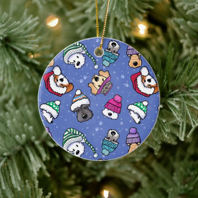 Winter Dogs Ceramic Ornament (Tree)