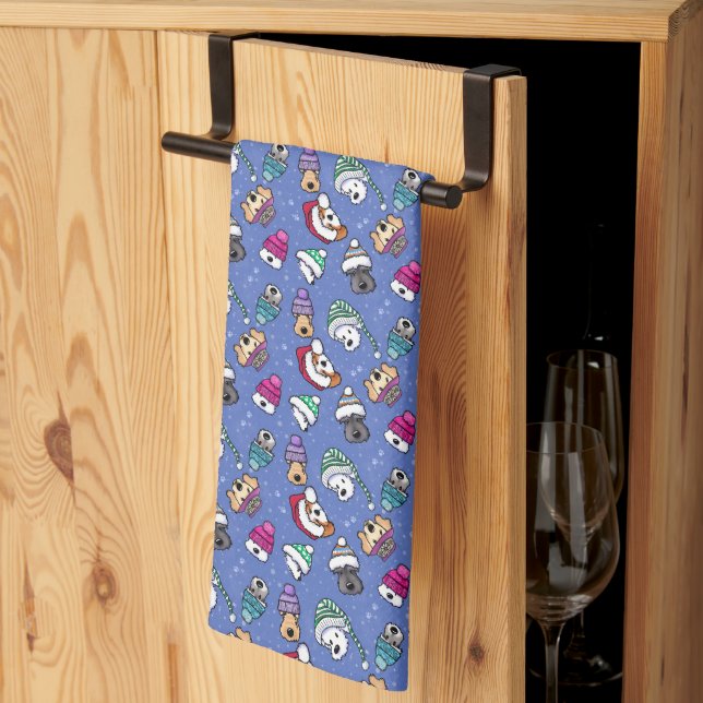 Winter Dogs Kitchen Towel (Thirds Fold)