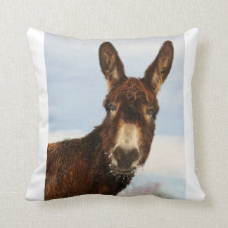 Winter Donkey Throw Pillow