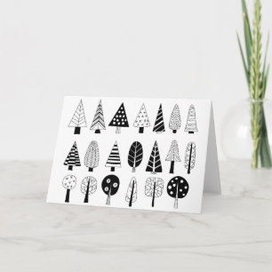 Winter doodle trees holiday card