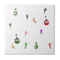 Winter Downhill Aerial Skiers Skiing Pattern