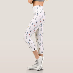 Winter Downhill Pattern Capri Leggings