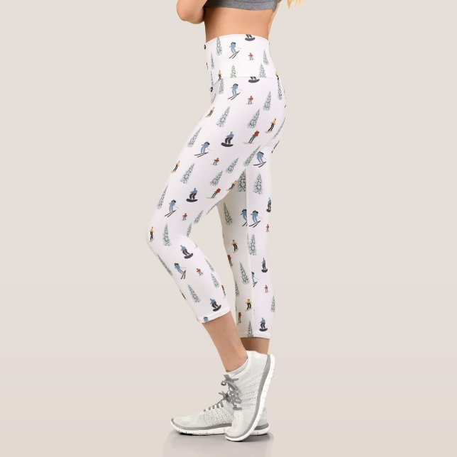 Winter Downhill Pattern Capri Leggings (Left)