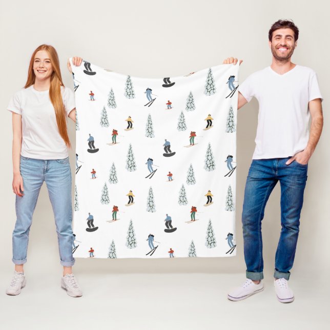 Winter Downhill Pattern Fleece Blanket (In Situ)