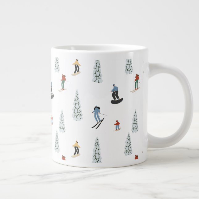 Winter Downhill Pattern Large Coffee Mug (Right)