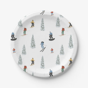 Winter Downhill Pattern Paper Plate