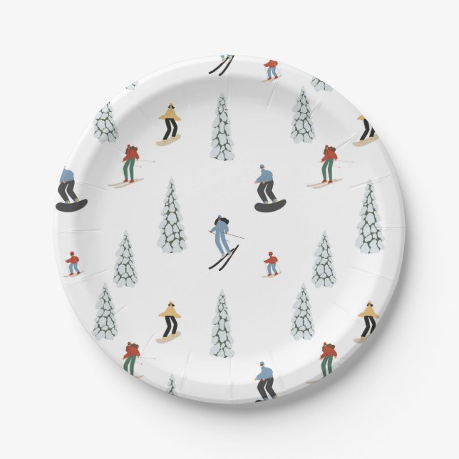 Winter Downhill Pattern Paper Plate (Front)