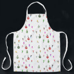 Winter Downhill Skiers Skiing Pattern Apron<br><div class="desc">Modern winter themed skier pattern design with skiers skiing down alpine ski resort slopes among snow-covered fir trees and retro ski lifts in Alps. Freeride skiers are wearing colourful vintage retro ski suits, skiing downhill with skis on a white snowy mountain landscape background. Wonderful winter sport fun gift for a...</div>