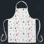 Winter Downhill Skiers Skiing Pattern Apron<br><div class="desc">Modern winter themed skier pattern design with skiers skiing down alpine ski resort slopes among snow-covered fir trees and retro ski lifts in Alps. Freeride skiers are wearing colourful vintage retro ski suits, skiing downhill with skis on a white snowy mountain landscape background. Wonderful winter sport fun gift for a...</div>