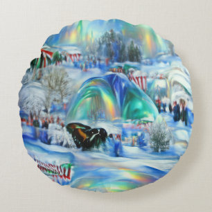 Winter Dreamscape Round Pillow