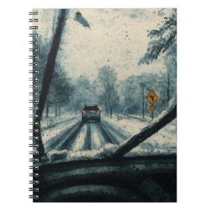 Winter Drive Through the Snow – Windshield View Notebook