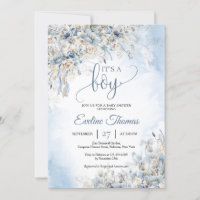 Winter dusty blue flowers white roses It's a boy