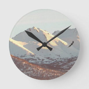 Winter Eagle Round Clock