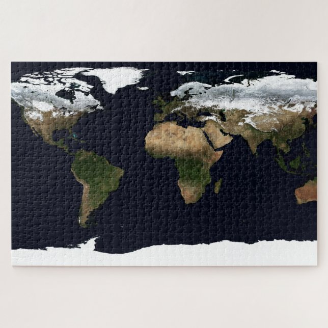 Winter Earth Geographical World Atlas Map Jigsaw Puzzle (Horizontal)