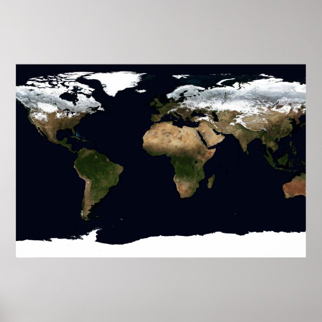 Winter Earth Geographical World Atlas Map Poster (Front)