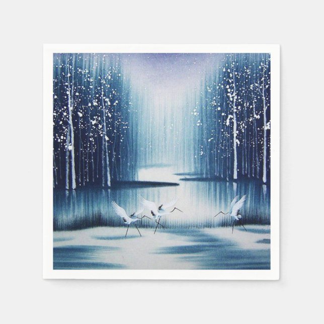 Winter Egrets Napkin (Front)