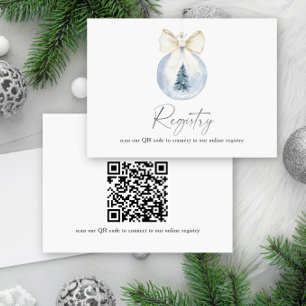 Winter elegant Bridal shower QR code for registry  Enclosure Card