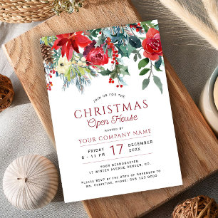 Winter elegant corporate Christmas open house Invitation