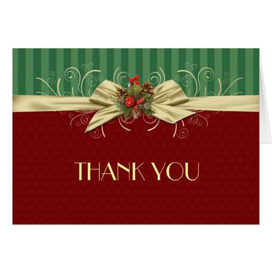 Winter Elegant Damask Christmas Thank you Card