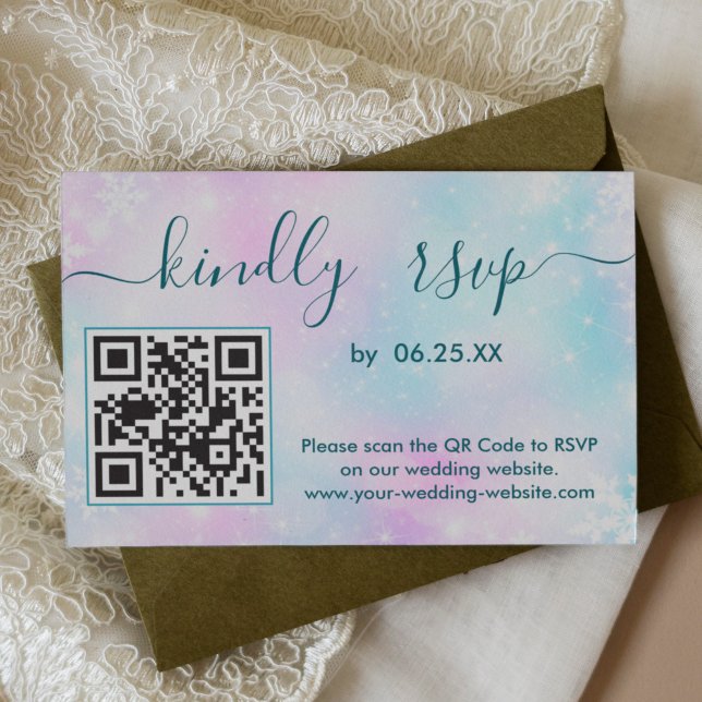 Winter Elegant Wedding RSVP Online With QR Code Card (Creator Uploaded)